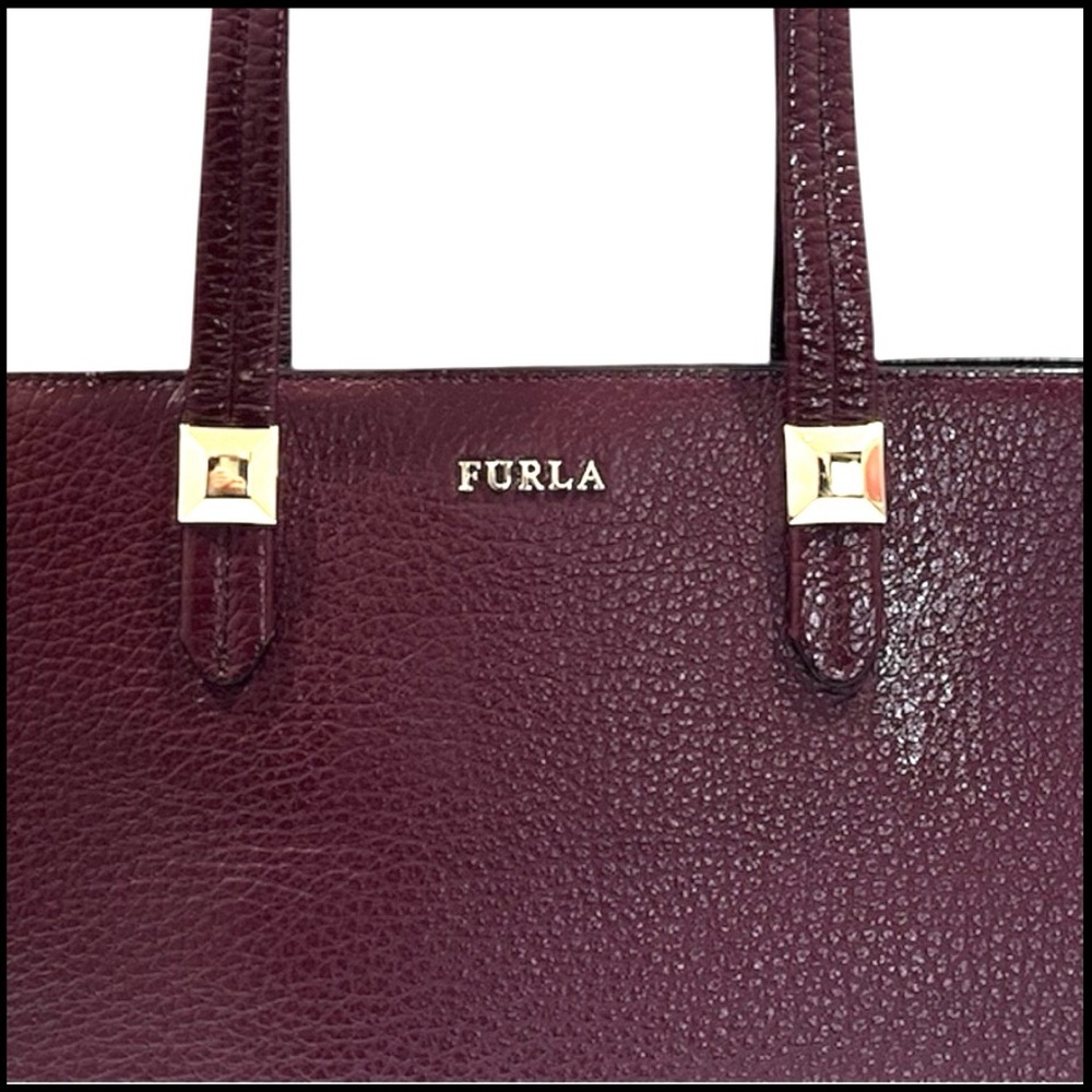 Authentic Furla Amina Small Pebbled Leather Tote – Bordeaux / Burgundy - Picture 3 of 13